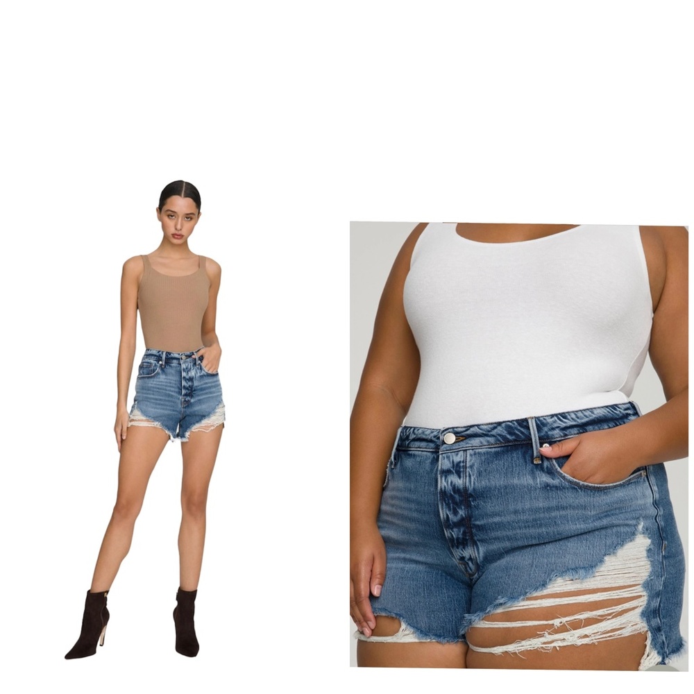 NWT GOOD AMERICAN Bombshell Denim Short Size 24 100%cotton